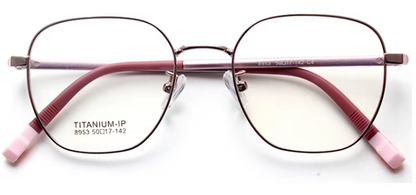MCROONS Kids Silver Geometric Glasses — Black Temple Modern Stainless Frames | Boys and Girls | Silver, Rose Gold, Pink and Black