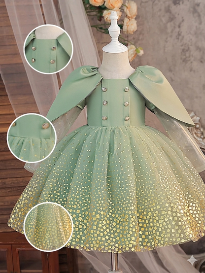 Princess Floral Satin Gloss Sleeveless Sequins Formal Evening Party Dress For Girls Summer Birthday Celebration