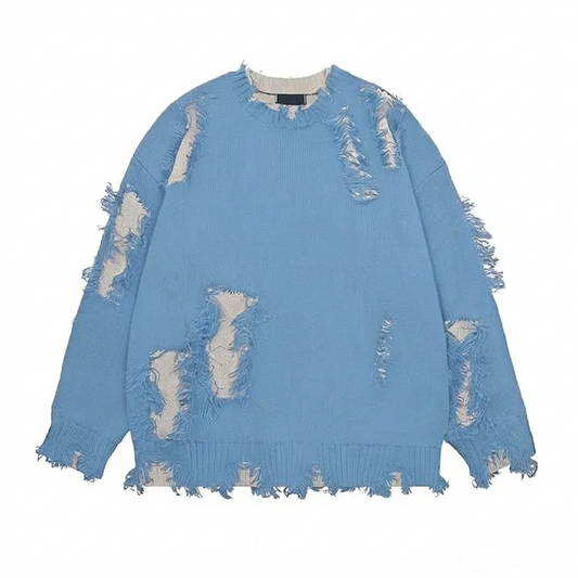 Men's Navy Jacquard Crew Neck Sweater