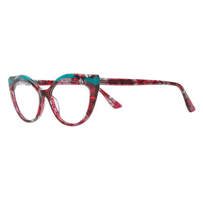 MCROONS Burgundy Cat-Eye Glasses front frame view