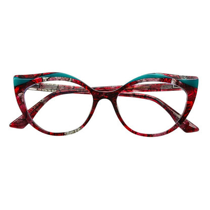 MCROONS Burgundy Cat-Eye Glasses temple detail