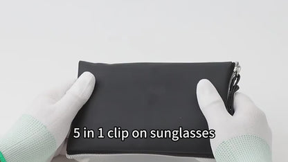 MCROONS Clip-On Rectangle Glasses Set — Black Frame with Colour Swap Lenses | Unisex