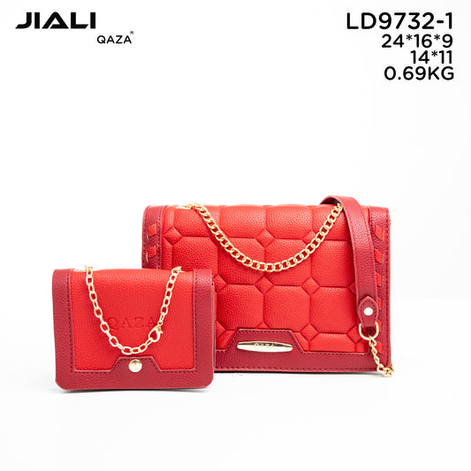 Luxury Women's Colour Block PU Leather Single Strap Shoulder Bag Set with Vintage Chain Crossbody Bag and Coin Purse