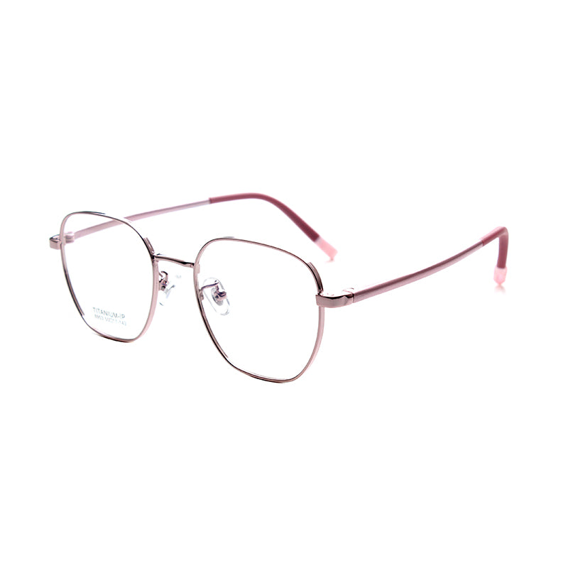 MCROONS Kids Silver Geometric Glasses — Black Temple Modern Stainless Frames | Boys and Girls | Silver, Rose Gold, Pink and Black