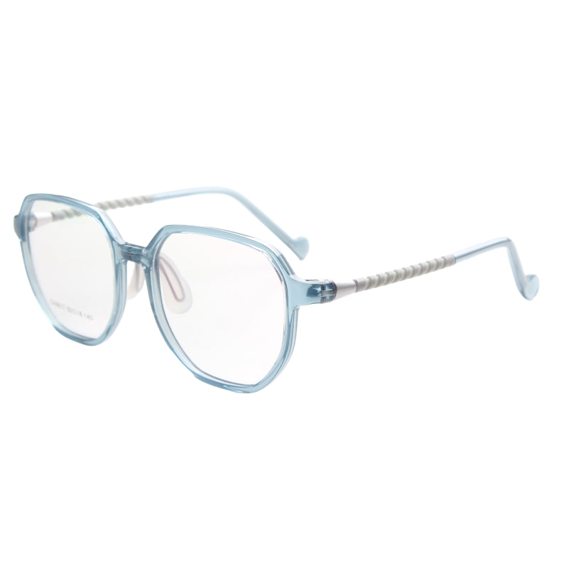 MCROONS Kids Black Geometric Glasses, Red Tip Nylon Frames, Boys and Girls, Pink, Black, Clear, Light Blue and Cyan