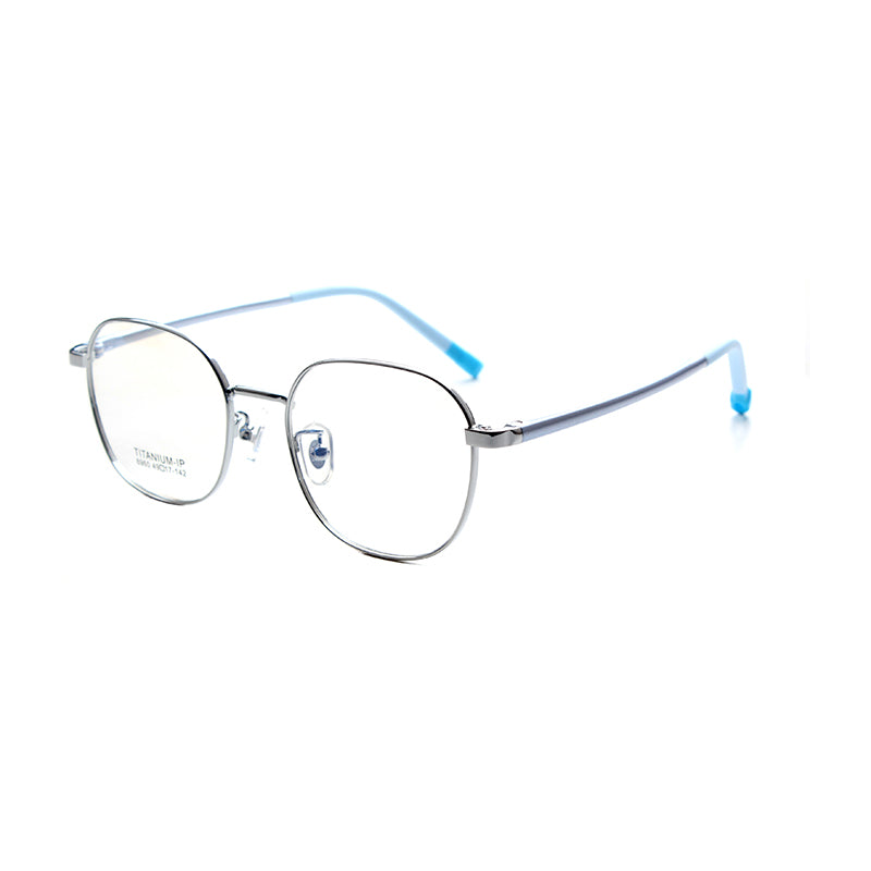 MCROONS Kids Light Pink Geometric Glasses with Contemporary Square Stainless Frames for Boys and Girls, Available in Silver, Rose Gold, Pink, Cyan and Black