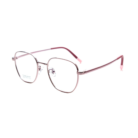 MCROONS kids geometric eyeglasses with oversized clear lenses in black, silver, rose gold, and pink frames for boys and girls