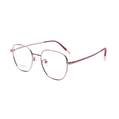 MCROONS kids rose gold geometric eyeglasses with modern frames, available in silver, pink, and black for boys and girls.