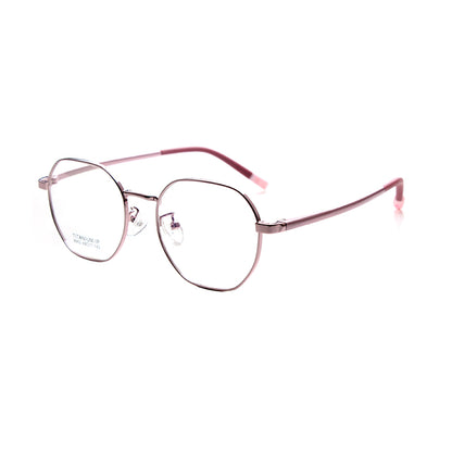 MCROONS kids' black and red geometric eyeglasses with angular modern frames for boys and girls, in silver, rose gold, pink, black, and cyan.