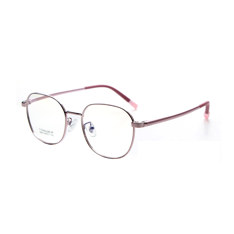 MCROONS Kids Light Pink Geometric Glasses with Contemporary Square Stainless Frames for Boys and Girls, Available in Silver, Rose Gold, Pink, Cyan and Black